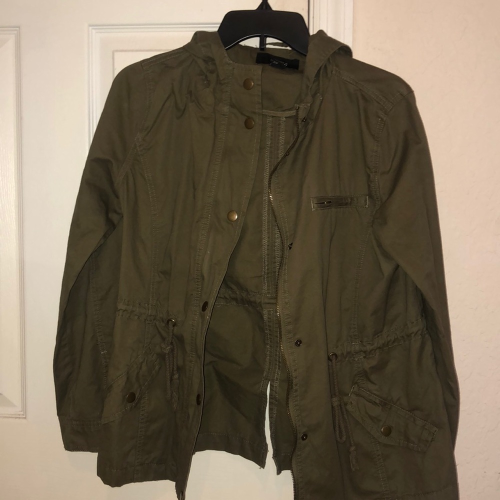 Army green jacket with hood